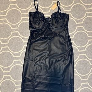 Popilush Faux Leather Corset Shapewear Dress Black size 3XL